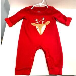 Red GAP Christmas Deer Face Baby Bunting One Piece  0-3 Months